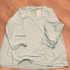 Light Blue V-Neck Women's Top
